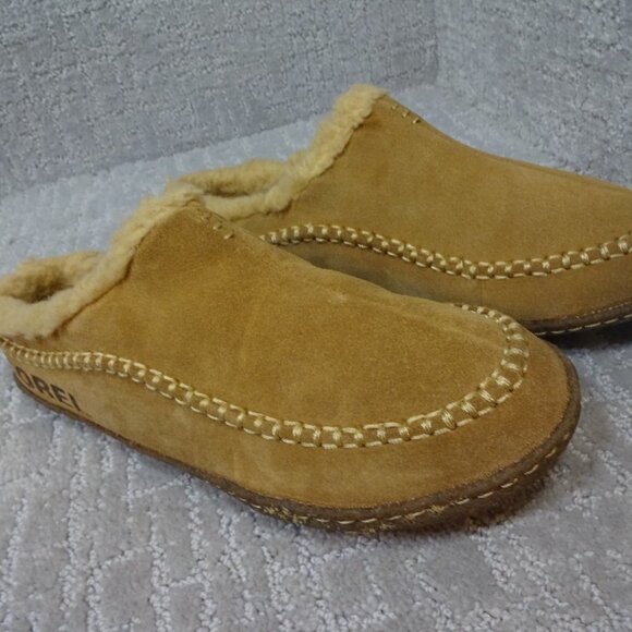 Sorel Falcon Ridge II Mens Size 8 Chestnut Brown Suede Faux Fur Lining Slippers - Picture 10 of 11